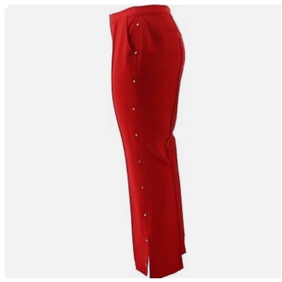 GILI True Red Side Vent Bootcut  Button Detail High Rise Pants Stretch Western - Picture 2 of 16